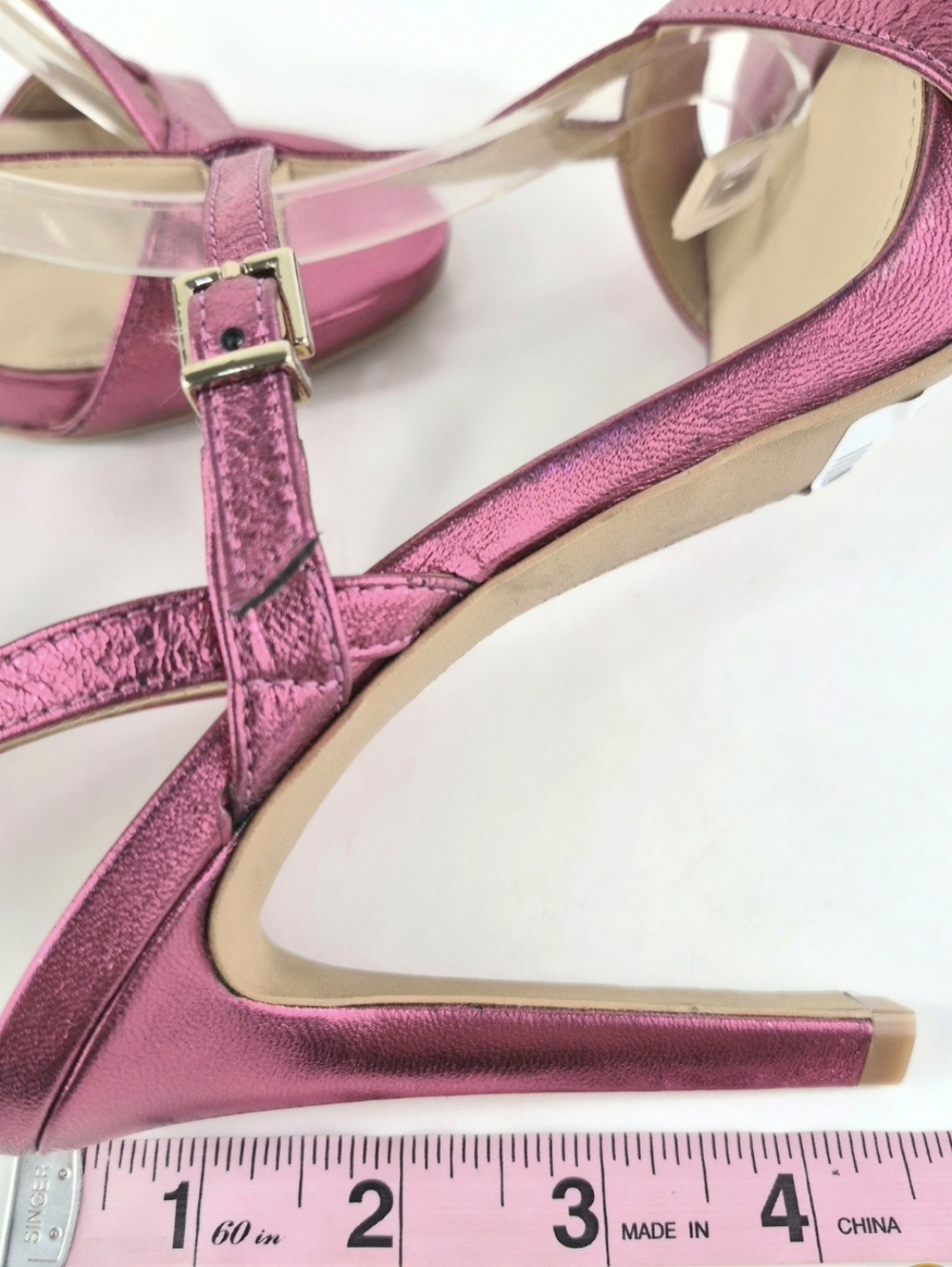 Sz 7 Vince Camuto Metallic Hot Pink Strappy Stilleto Sandals - Picture 10 of 11